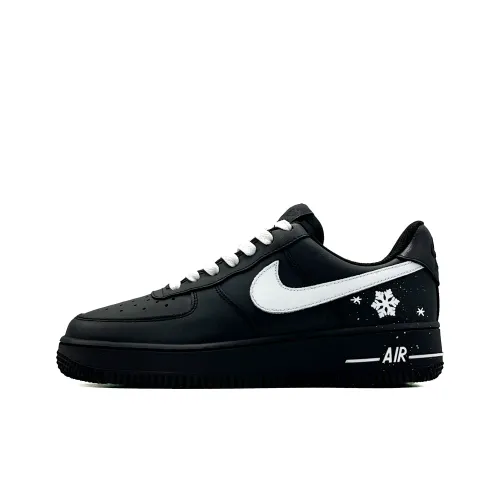 Nike Air Force 1 Midnight Snowflake Устойчивые к истиранию Низкие Скейтборд Кроссовки Унисекс Черный Белый