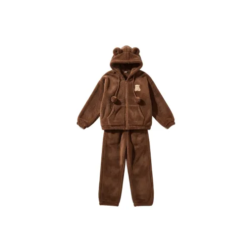 XIAOLIZI Brown Bear С капюшоном Топ+Штаны Женские Пижамные Комплекты