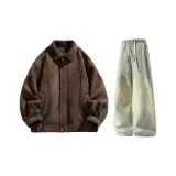 Кофейный & Желтый Грязь Джинсы с Флисовой Подкладкой