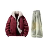 Бордовый + Желтый Грязь Джинсы с Флисовой Подкладкой