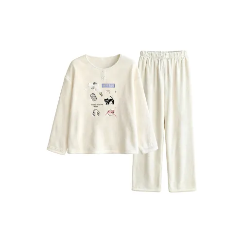 O'MESIK Кремовый Абрикос Женские Пижамные Комплекты