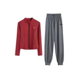 Red Coat Two-Piece Set (Dark Gray Pants)  
Красный пальто двухкомпонентный комплект (темно-серые штаны)
