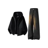 Чёрное пальто + чёрные джинсы