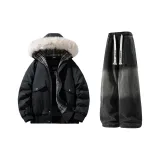 Чёрный + Чёрный Джинсы с Флисовой Подкладкой