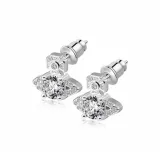 Серьги-гвоздики "Сатурн" полностью украшенные горным хрусталем - 1 пара