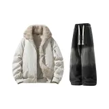 Светлый бежевый + черный, джинсовые, с флисовой подкладкой