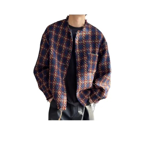 QEWBG Красный Темно-синий Шерстяной Ткани вязаные Унисекс Куртки