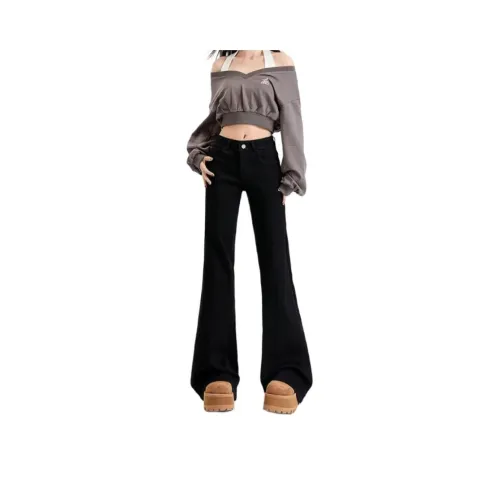 ZHUFEI Черные джинсы с флисовой подкладкой для женщин