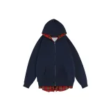 Темно-синий, синий и красный в клетку