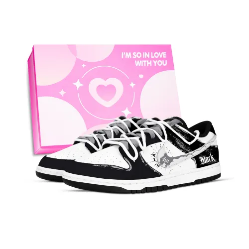 Nike Dunk Темный CURRENT Totem Устойчивый к истиранию Низкий Топ Скейтборд Кроссовки Унисекс Черный Белый