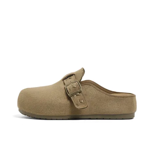 HUANQIU Закрытый носок мюли женские хаки