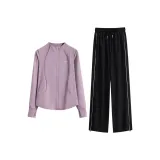 Фиолетовый пальто, двухкомпонентный комплект (черные штаны)