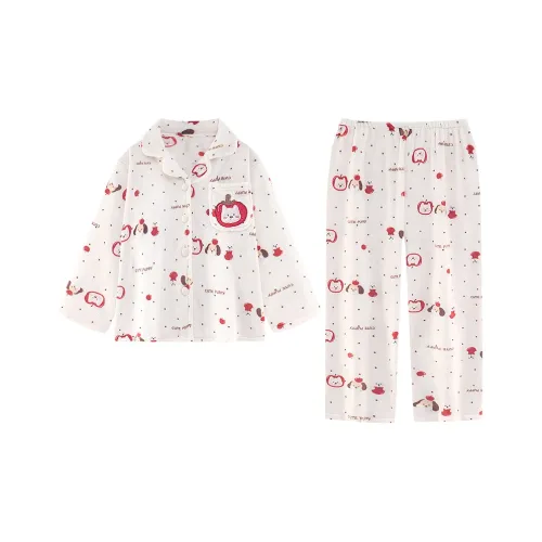 QIAOYUN Apple Puppy Women's Pajama Sets