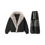 Чёрный + Чёрный Джинсы с Флисовой Подкладкой