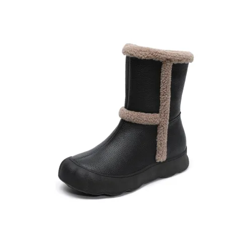 H2 Лицевая коровья кожа Утолщенный и с флисовой подкладкой Ботильоны Сноубутсы Женские