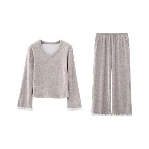 XIPOPIN Осенне-зимняя пижама и домашняя одежда женская светло-серый