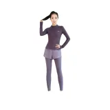 Темно-фиолетовое пальто, двухкомпонентный комплект (серо-коричневые фиолетовые штаны)