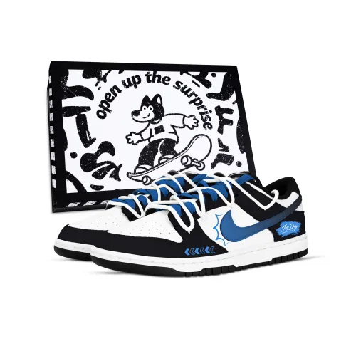 Nike Dunk Pistachios Аbrasion Resistant Низкие Кроссовки для скейтбординга Унисекс Черный Белый Синий