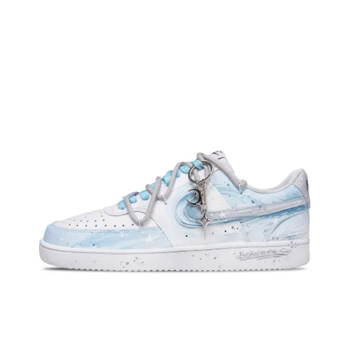 Nike Court Vision 1 Starlight Sparkle Устойчивые к истиранию низкие скейтбординговые кроссовки Мужские Светло-синие