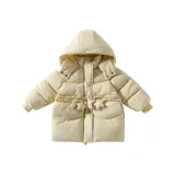 Светло-желтый хлопковый пуховик + шарф