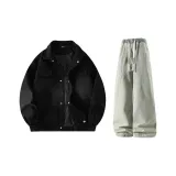 Чёрный + Желтый Грязь Джинсы с Флисовой Подкладкой