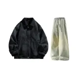 Чёрный + Желтый Грязь Джинсы с Флисовой Подкладкой