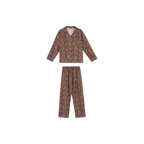 XIAOLIZI Звезда Коричневый Леопардовый принт Женские Пижамные комплекты