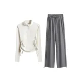 Кремовый Абрикос Двухкомпонентный Комплект (Свинцово-Серые Штаны)