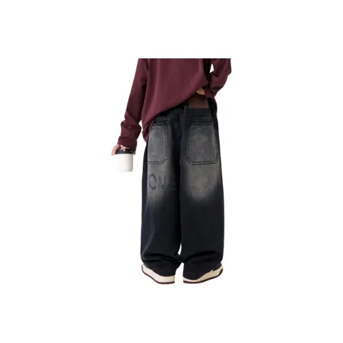QIAONITONG Carbon Black Teenager Jeans
