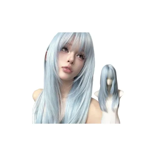 BEIQING Морская соль Синий Wispy Чёлка с Высоким Уровнем Длинные Прямые Женские Перука Высокая Температура Пряжа