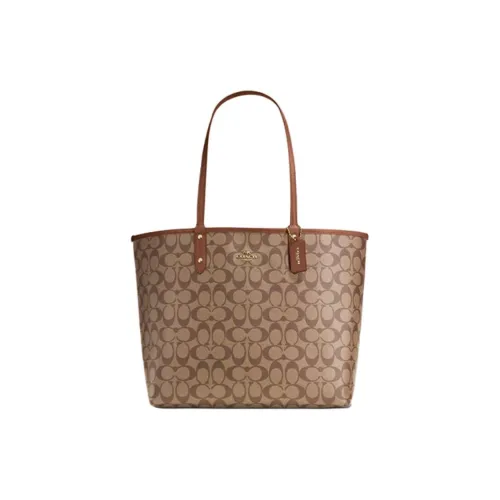 COACH Городская сумка PVC Tote сумка для покупок сумка сумка через плечо большая женская коричневая