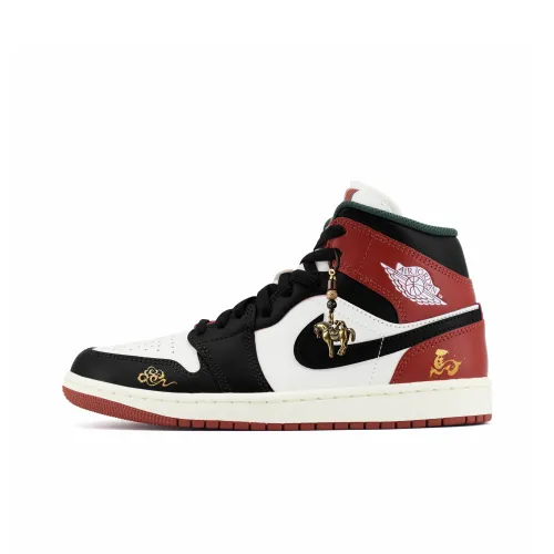 Jordan Air Jordan 1 Immediate Success Abrasion Resistant MID Топ Винтажные баскетбольные кроссовки Унисекс Красный Белый