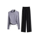 Морской Луна Камень Двухкомпонентный Комплект (Черные Штаны)