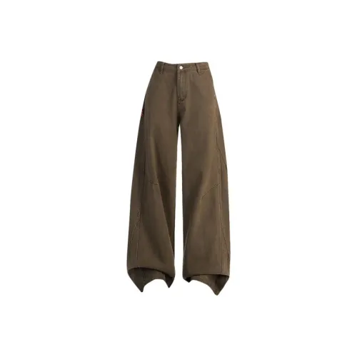 TIBINB Кофейно-коричневые брюки женские джинсы