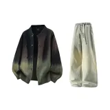 Зеленые + Желтые Грязные Джинсы с Флисовой Подкладкой