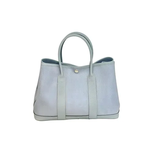 HERMES Garden Party Холст с Negonda Телячья кожа Сумка Женская Puppet Серый