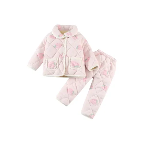 YUNPO Розовый Клубничный Тройной Layer Утеплённый KIDS Lounge Набор