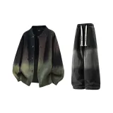 Зелёный + Чёрный Джинсы с Флисовой Подкладкой