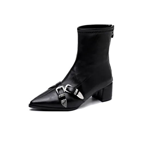 7 SEVFUN Заостренный носок Элегантность Металлическая пряжка Модные ботильоны Женские