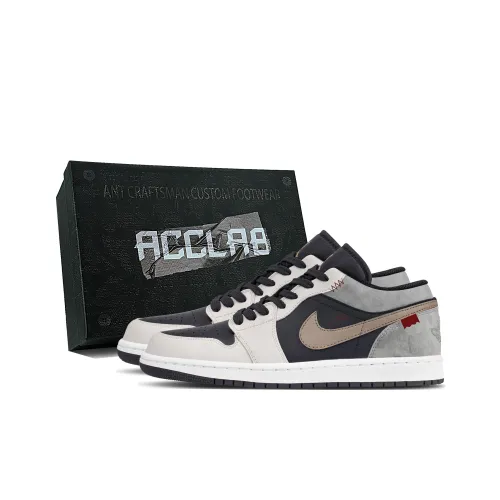 Jordan Air Jordan 1 Легкий увеличивающий высоту низкий топ винтажные баскетбольные кроссовки мужской черный белый серый