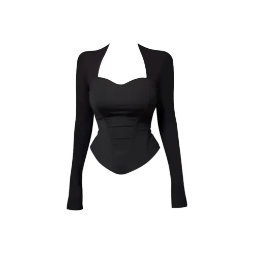 YICHAI Черные Женские T-рубашки