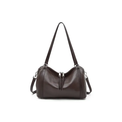 LAORENTOU Сумка через плечо из коровьей кожи с синтетической кожей женская коричневый черный темно-серый