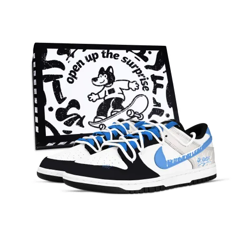 Nike Dunk Snowmelt Dreamland Коробка Устойчивая к истиранию Низкие Скейтборд Кроссовки Унисекс Черный Белый Синий