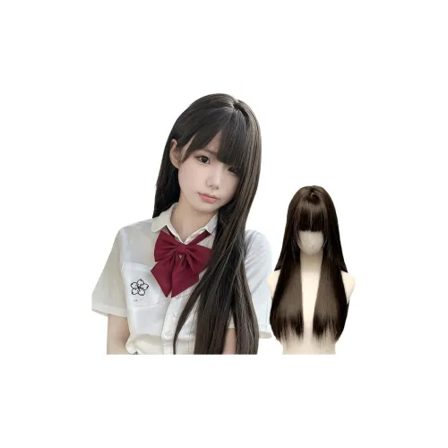 Northward Incline Пузырьки Бобовый Лолита Черный длинный Straight Bangs Женская Перука Милый и симпатичный JK