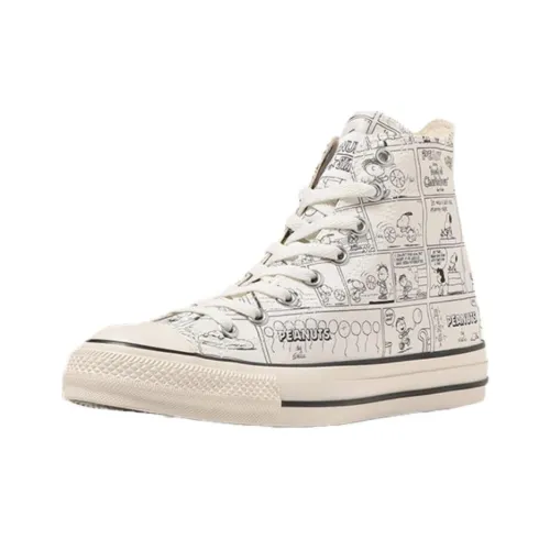 Конверс All Star Ⓡ PEANUTS CP HI Устойчивые к истиранию высокие кеды унисекс Белый Черный Японская версия