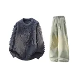 Серый + Желтый Грязь Джинсы с Флисовой Подкладкой