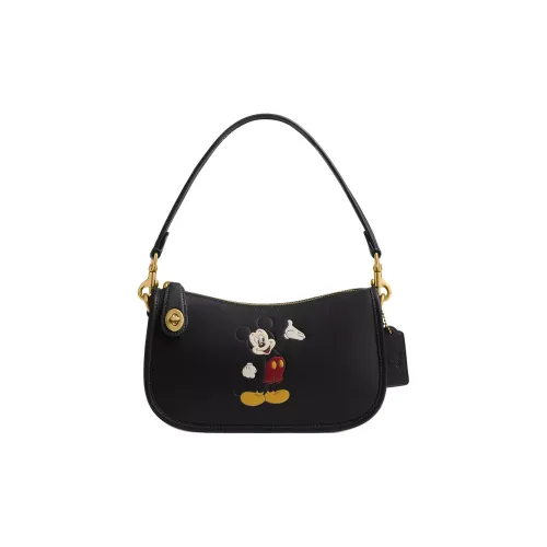 COACH Disney Коллаборация кожа сумка Swing средний размер женский черный