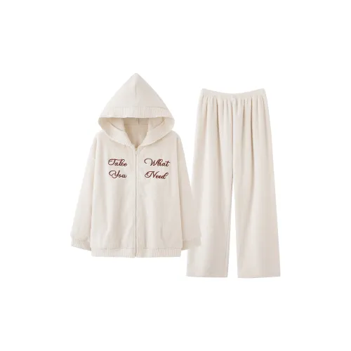 MAKEGONGZHU WZTR05874 Молоко Белый Женский Пижамный Комплект