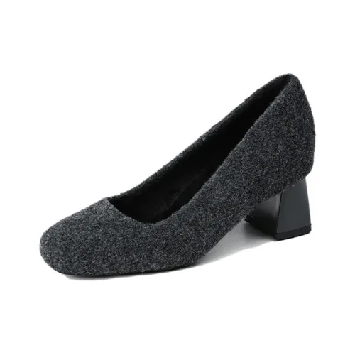 Zubumei Грубый каблук высокий каблук 8 см женский серый