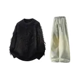 Чёрный + Желтый Грязь Джинсы с Флисовой Подкладкой